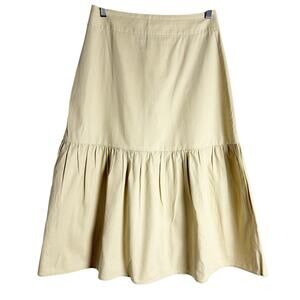 Tuckernuck Solid Tan Drop Waist Ruffled A-Line Cotton Skirt Size 6